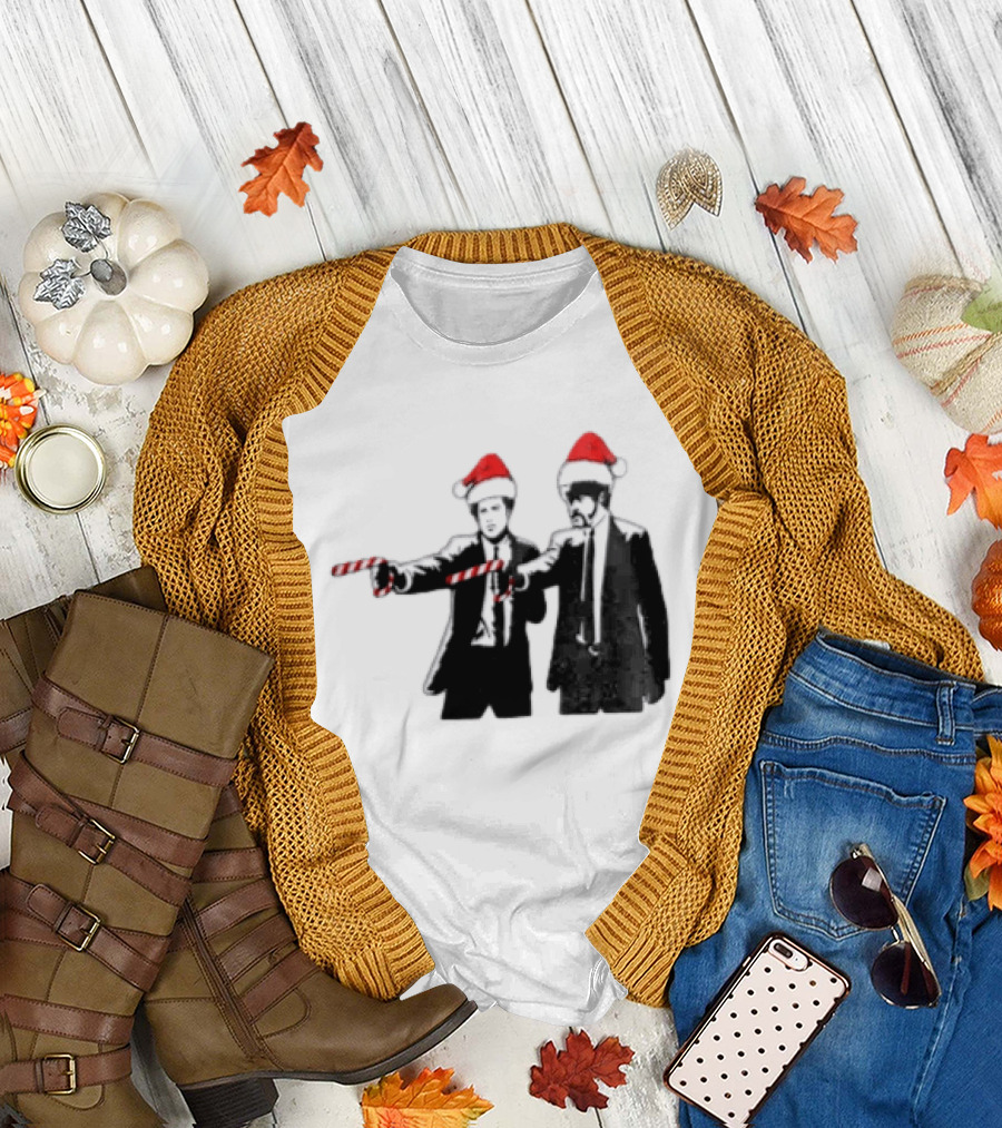 Xmas Christmas Candy Cane Santa Hats Pop Culture References T-Shirt