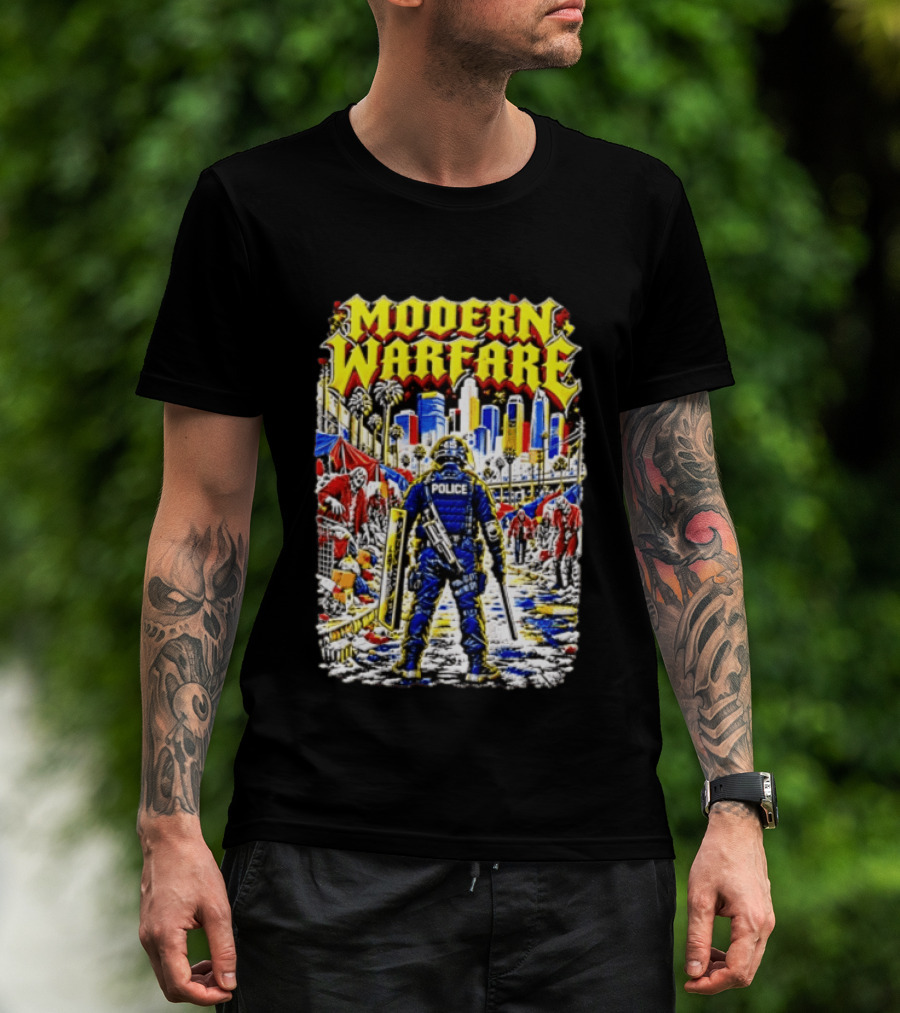 Modern Warfare Police Officer Zombies Cityscape Urban Survival T-Shirt