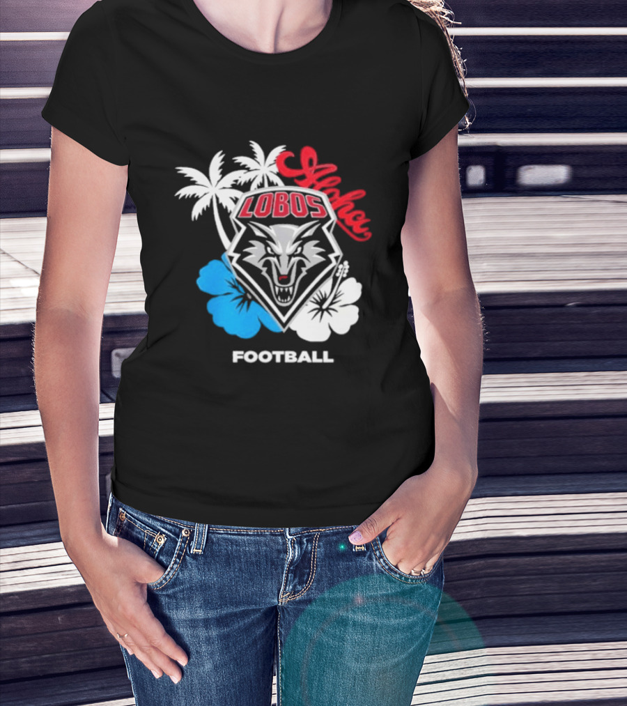 Lobos Football Aloha Spirit With Palms And Hibiscus T-Shirt
