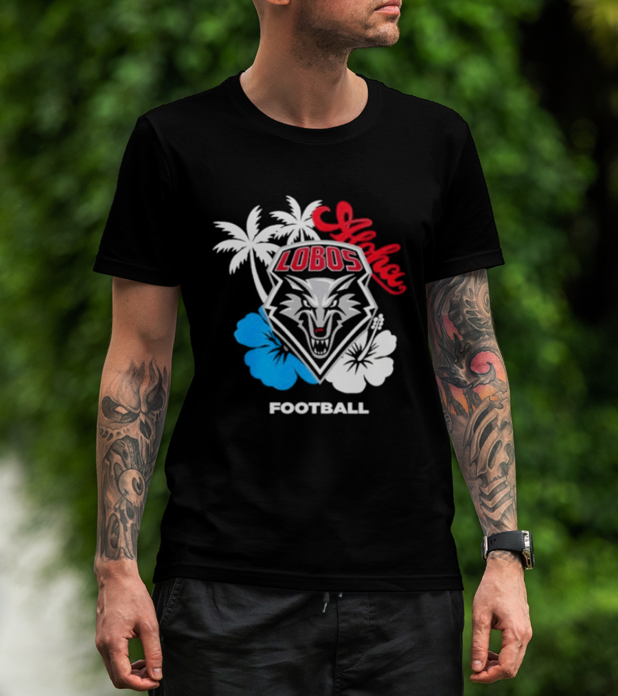 Lobos Football Aloha Spirit With Palms And Hibiscus T-Shirt