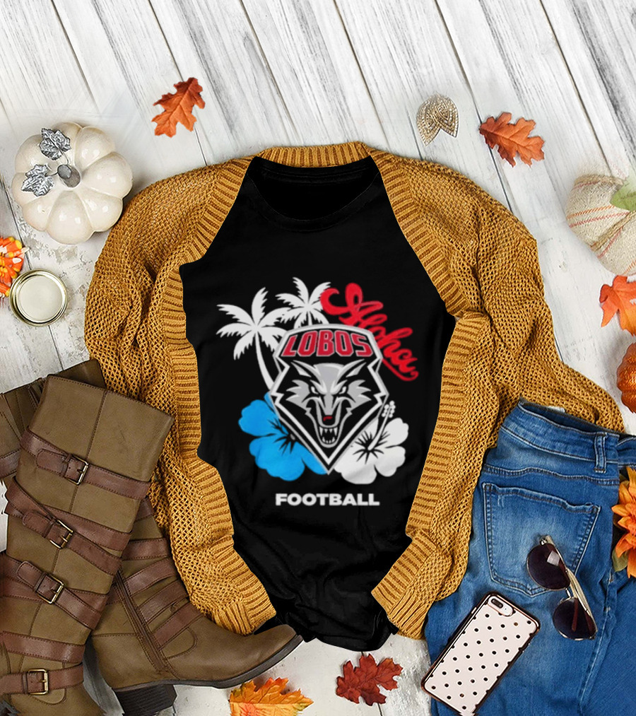 Lobos Football Aloha Spirit With Palms And Hibiscus T-Shirt