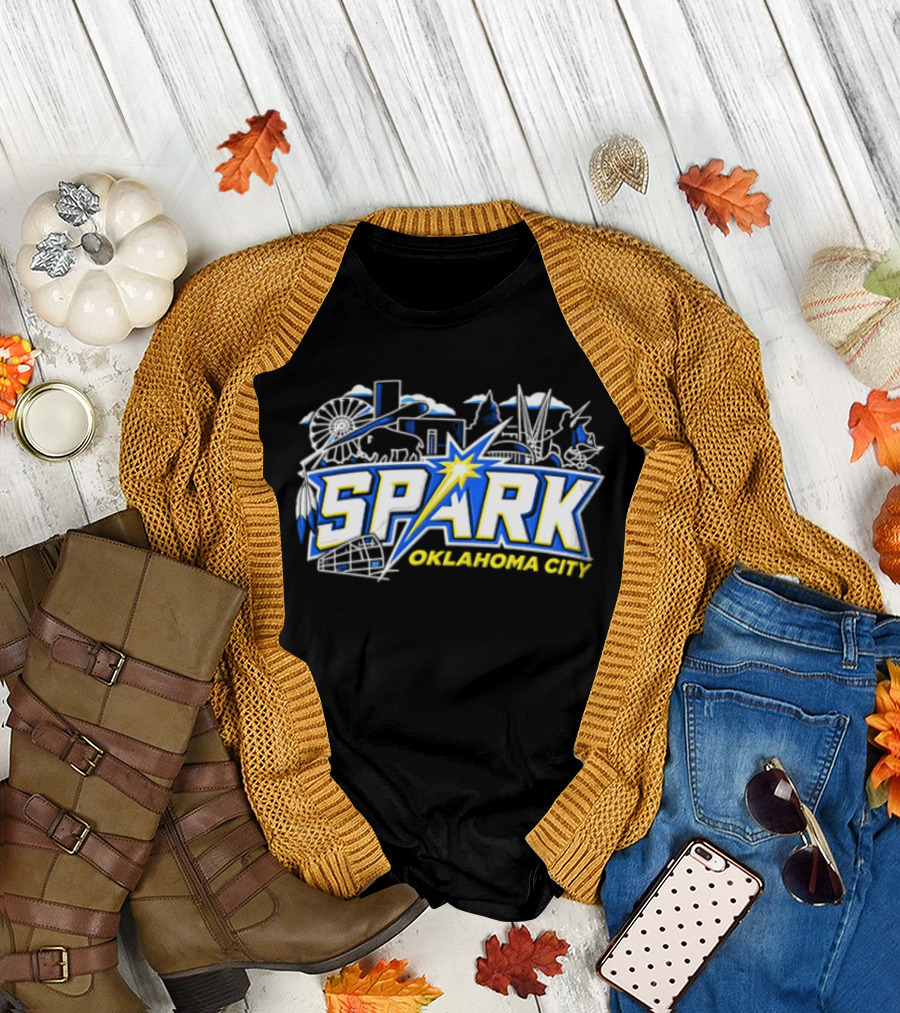 Oklahoma City Spark Softball Team Skyline Landmark Highlights T-Shirt