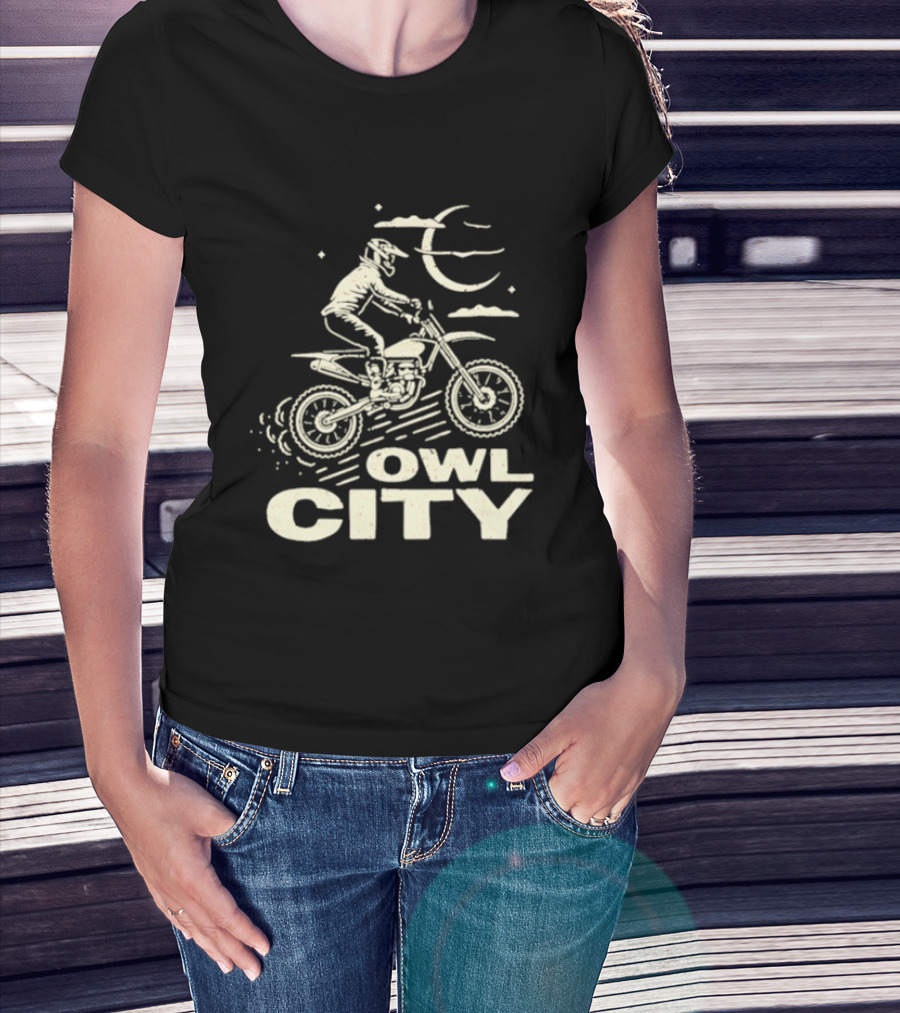 Owl City Motorcycle Rider Moon Adventure T-Shirt