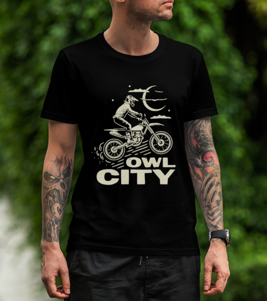 Owl City Motorcycle Rider Moon Adventure T-Shirt