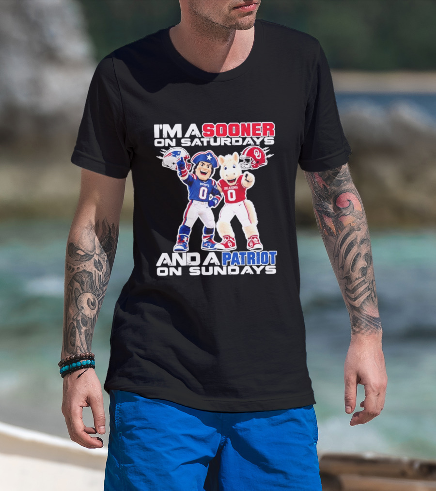 I'm A Sooner On Saturdays And A Patriot On Sundays Oklahoma Patriots Football Mascots T-Shirt