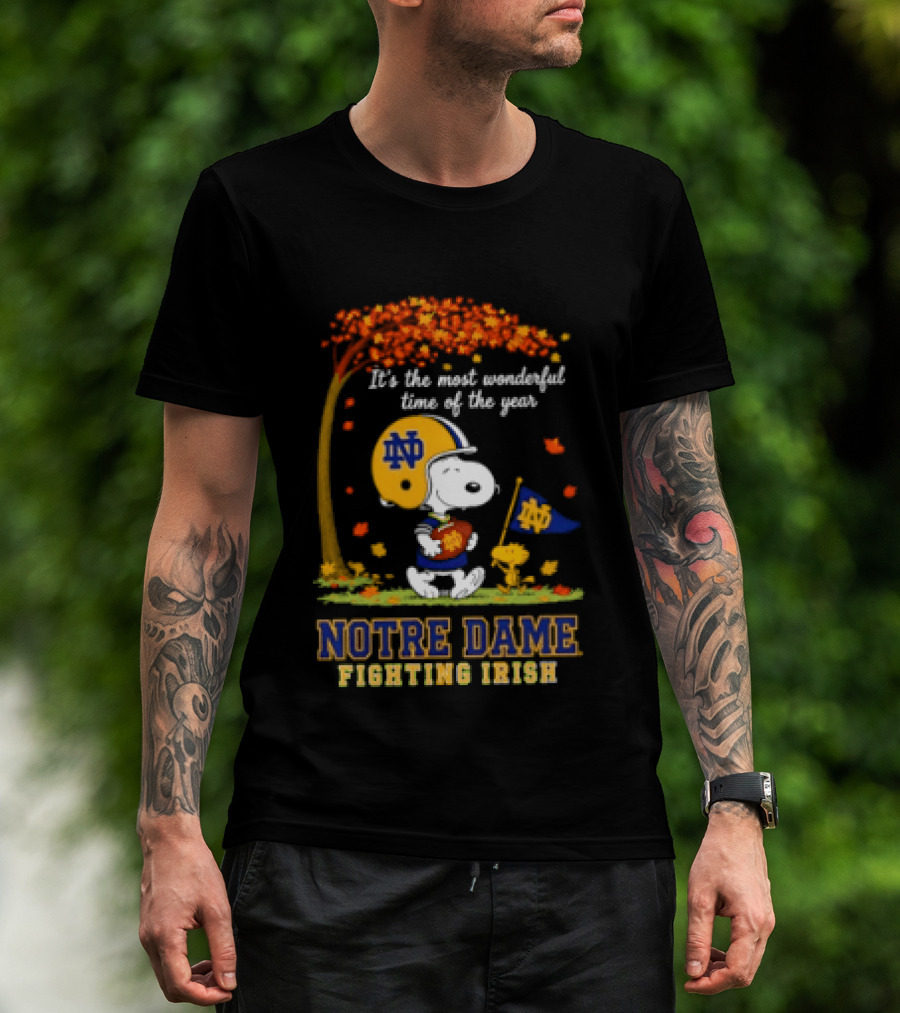 It's The Most Wonderful Time Snoopy Woodstock Notre Dame Fighting Irish T-Shirt