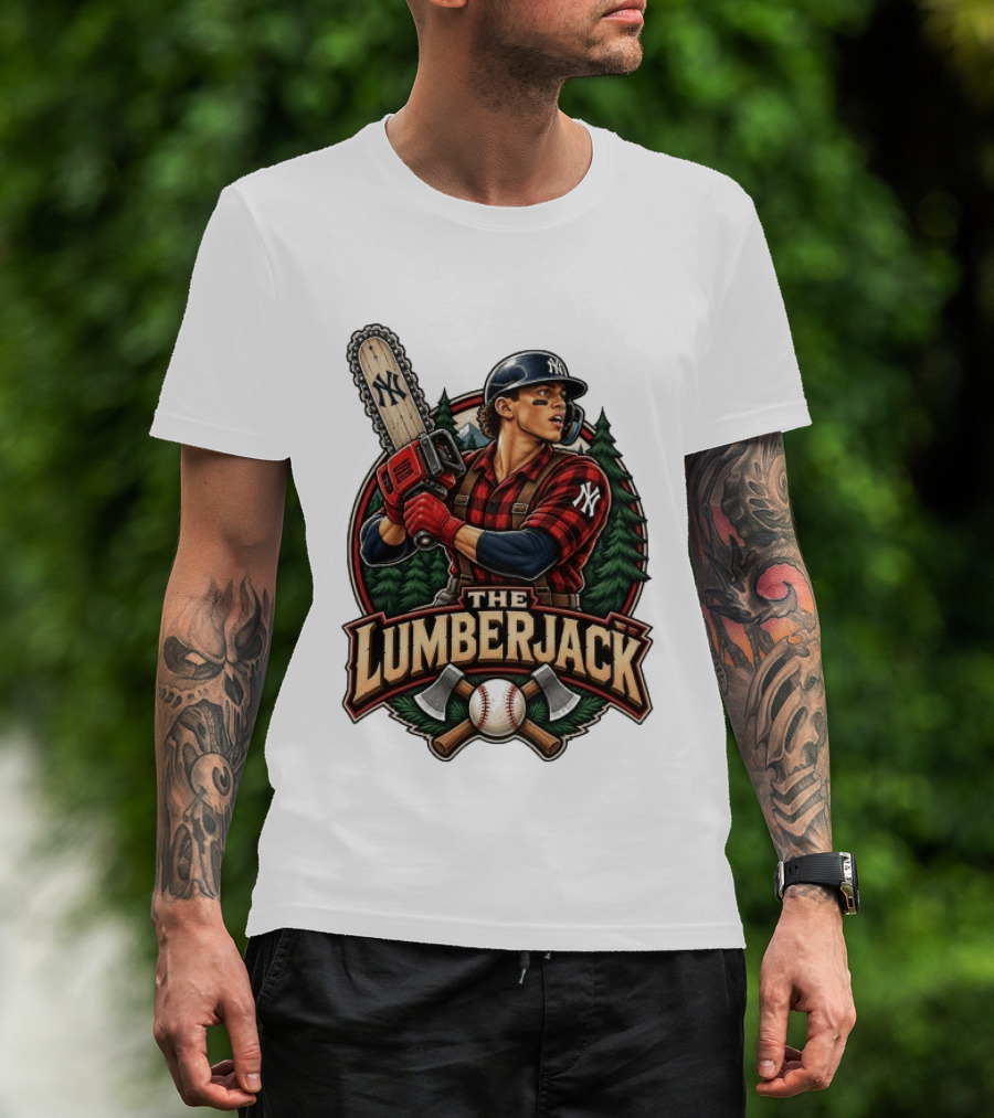 Giancarlo Stanton New York Yankees The Lumberjack Chainsaw Baseball Player T-Shirt