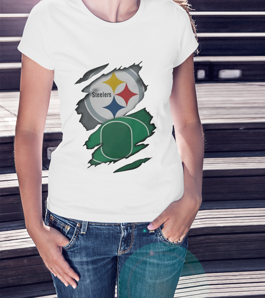 Steelers Oregon Ducks Ripped Skin Effect T-Shirt