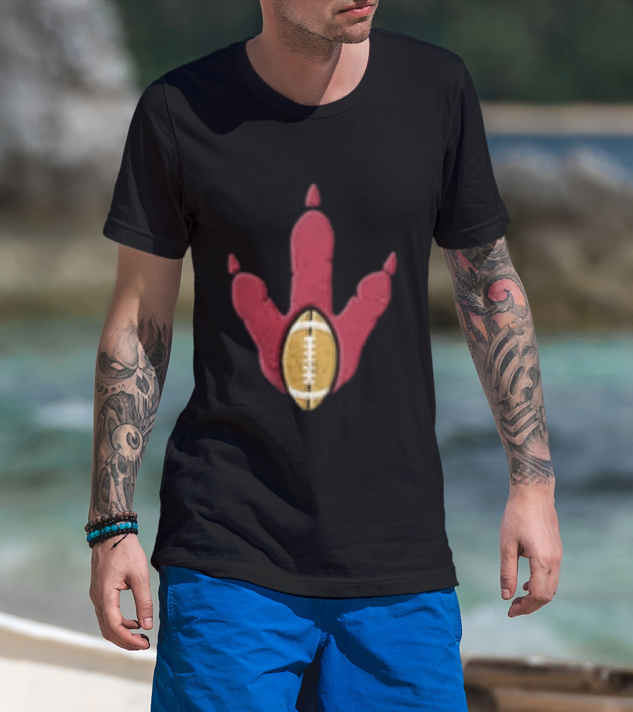 Arizona Cardinals Tyrannosaurus Rex Football Paw Print T-Shirt