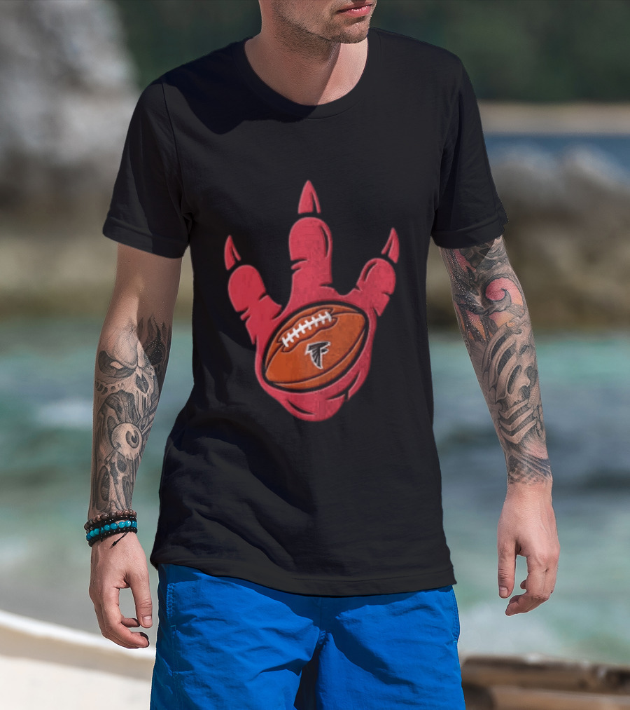 Atlanta Falcons Dinosaur Football Claw Mark With Logo Football T-Shirt