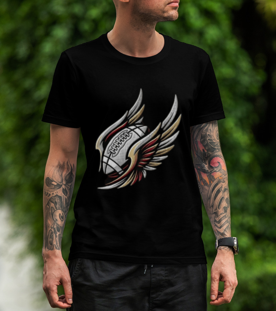Atlanta Falcons Winged Football Eagle Stadium Lightning T-Shirt