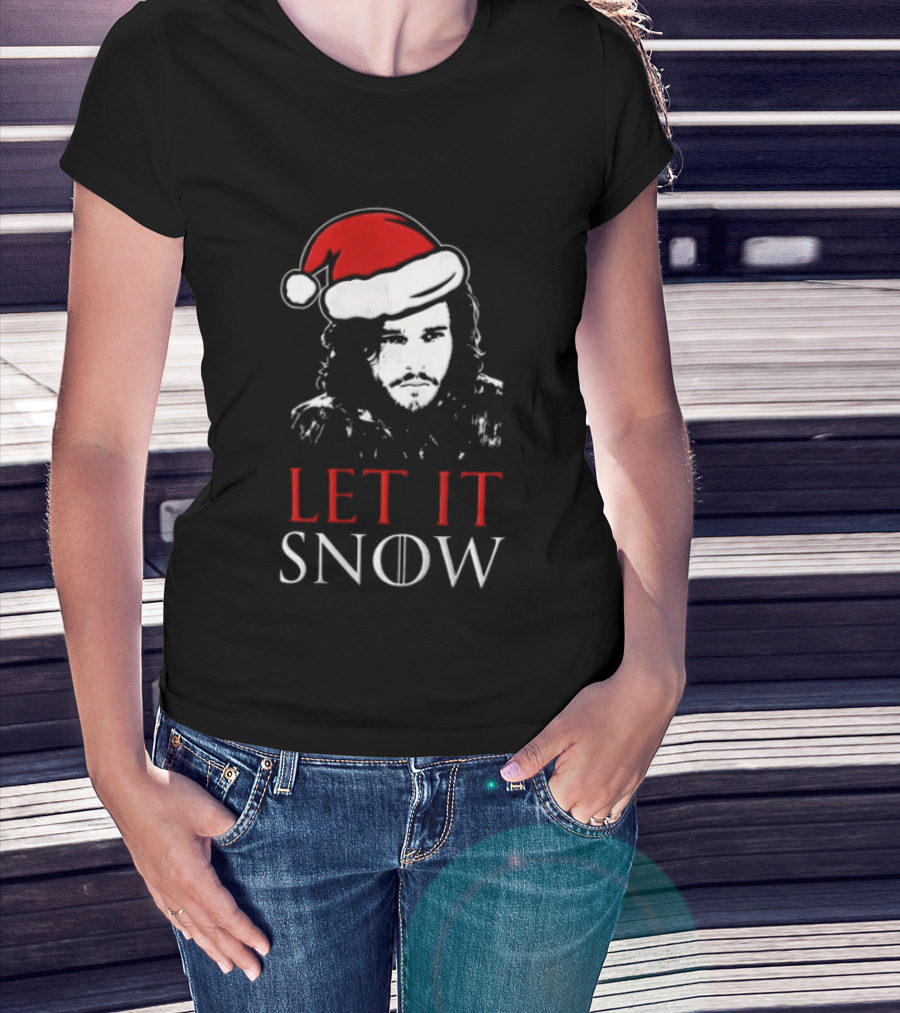 LET It Snow Christmas Jon Snow Game Of Thrones Santa Hat T-Shirt