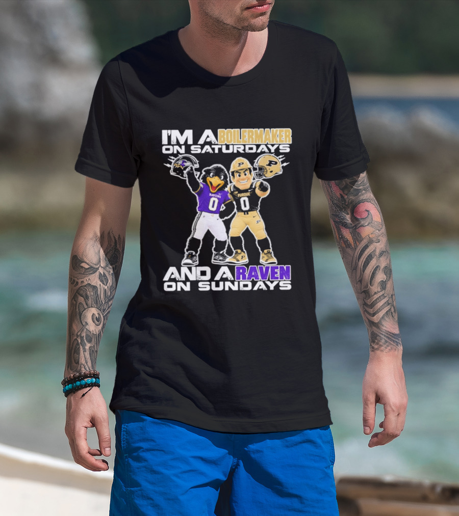 I'm A Boilermaker On Saturdays And A Raven On Sundays Purdue Ravens Football Mascots T-Shirt