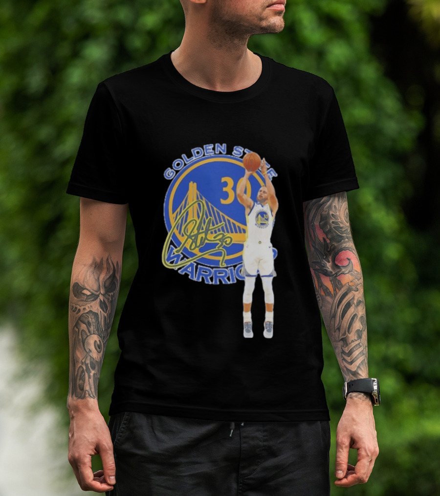 Golden State Warriors Steph Curry 30 Basketball Signature T-Shirt