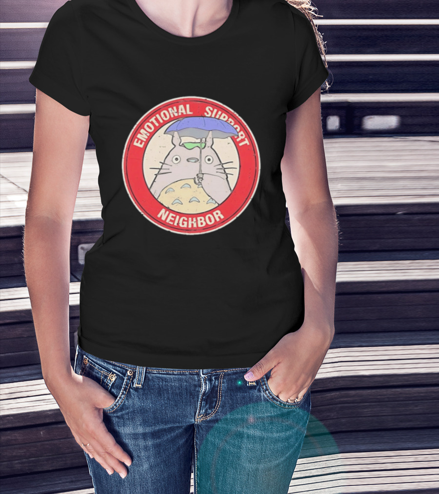 Emotional Support Neighbor Totoro Umbrella Circle T-Shirt