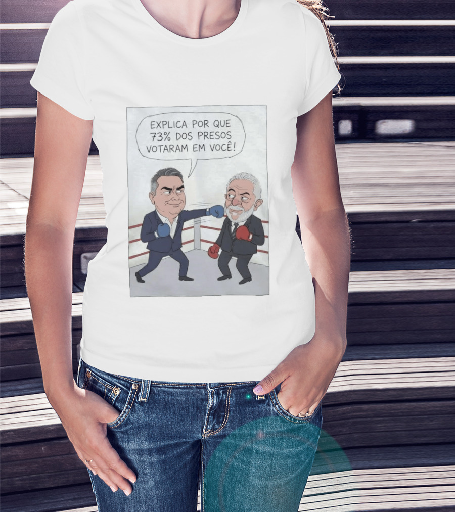 Jair Bolsonaro Lula Boxing Cartoon Explica Por Que 73% Dos Presos Votaram Em Você T-Shirt