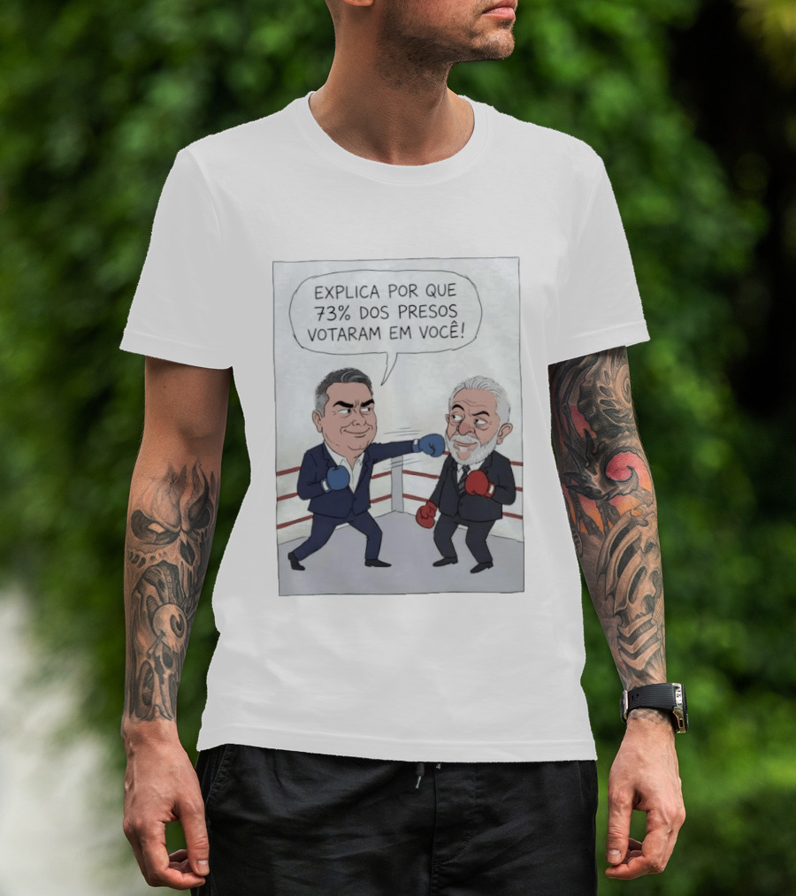 Jair Bolsonaro Lula Boxing Cartoon Explica Por Que 73% Dos Presos Votaram Em Você T-Shirt