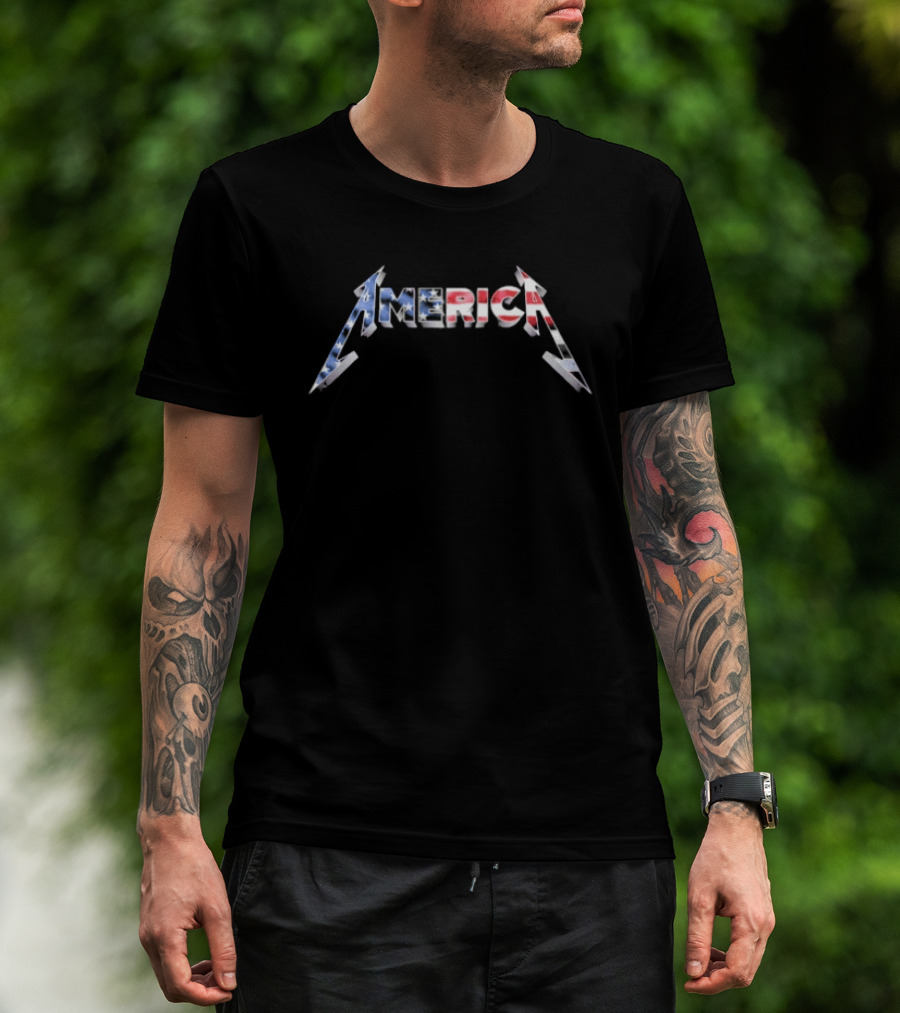 Brandon Tatum The Officer Tatum American Metallica Style Stars And Stripes T-Shirt