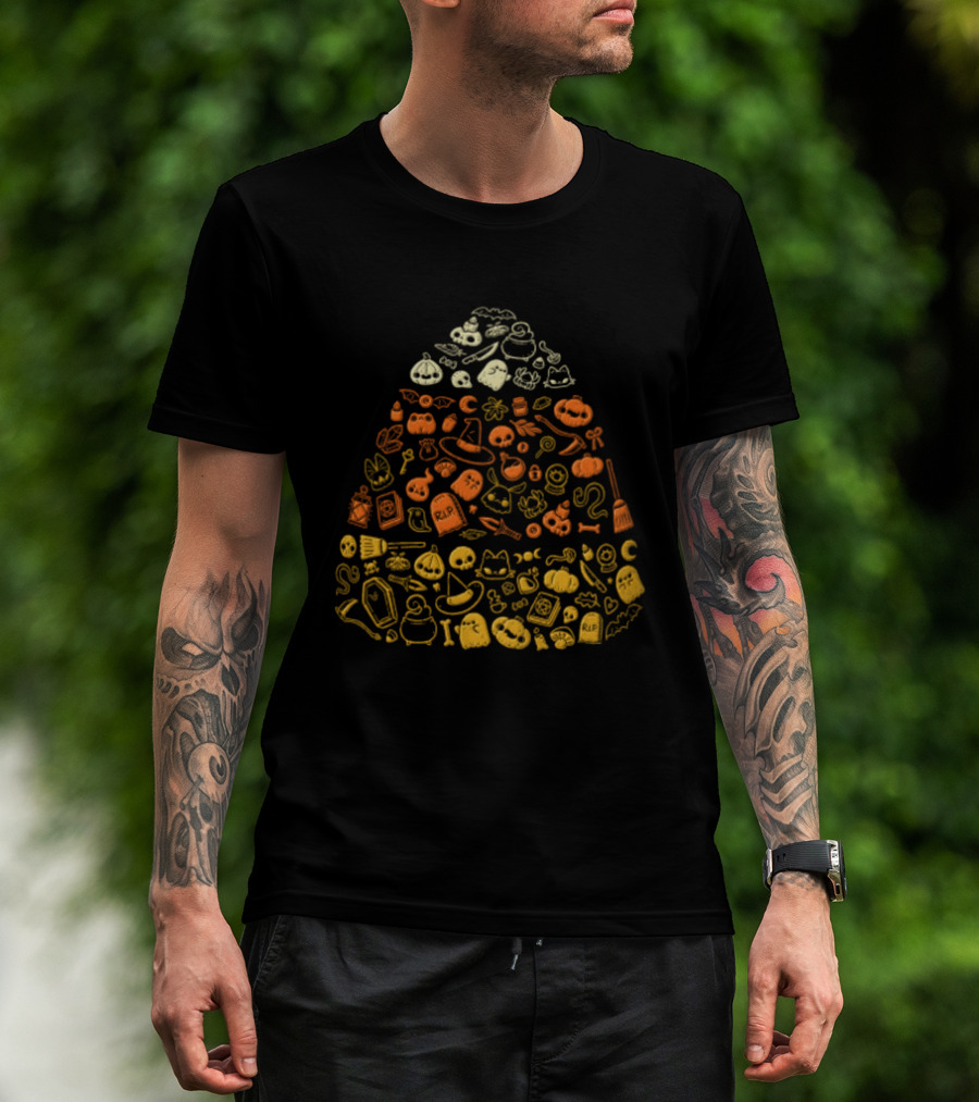 Halloween Candy Corn Cute Pumpkin Ghosts Witches Broomsticks T-Shirt
