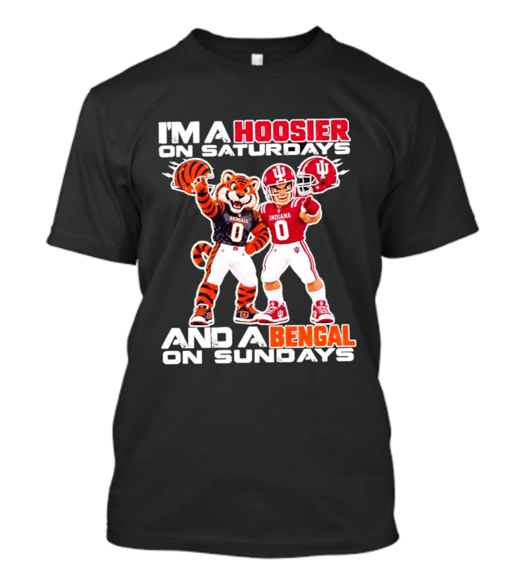 I'm A Hoosier On Saturdays And A Bengal On Sundays Indiana Bengals Football Mascots T-Shirt