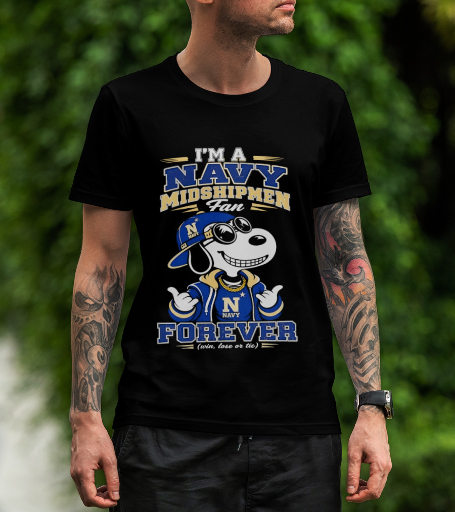 Navy Midshipmen Forever Win Lose Or Tie Snoopy Fans T-Shirt