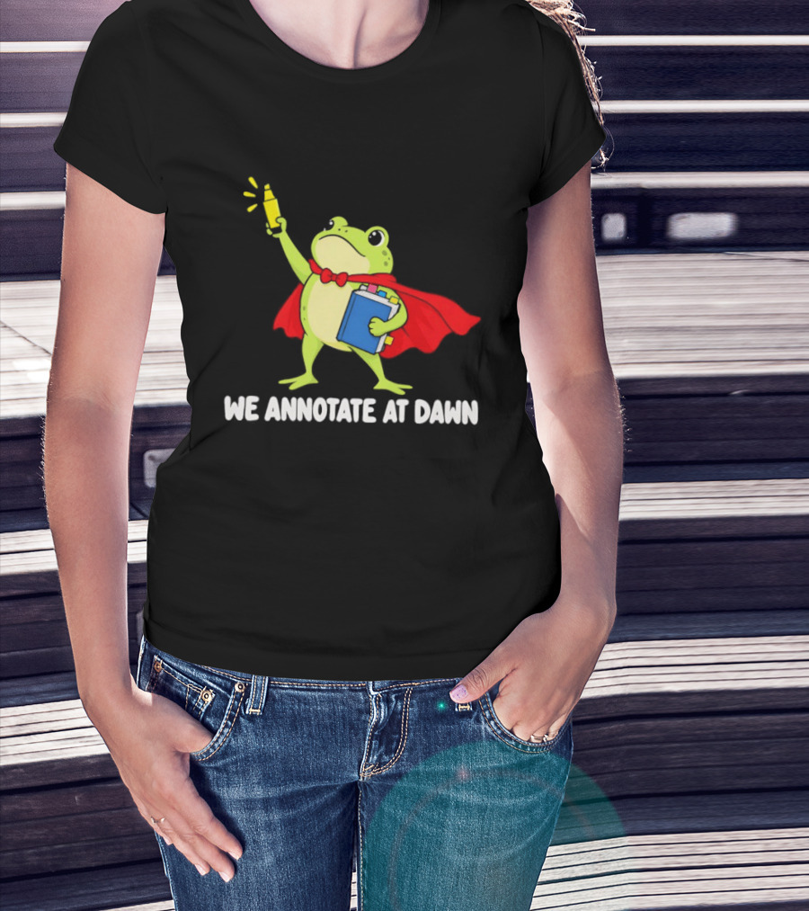 Frog We Annotate At Dawn Superhero Cape Notebook T-Shirt