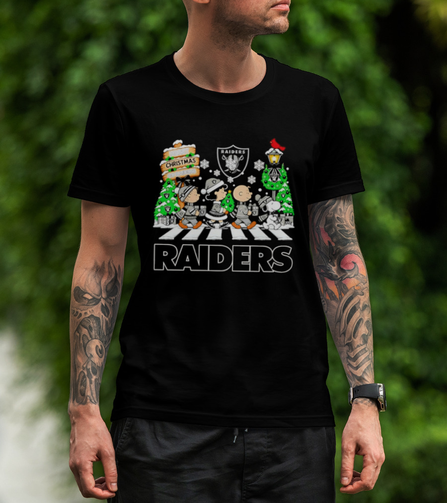 Las Vegas Raiders Peanuts Abbey Road Christmas Collaboration T-Shirt