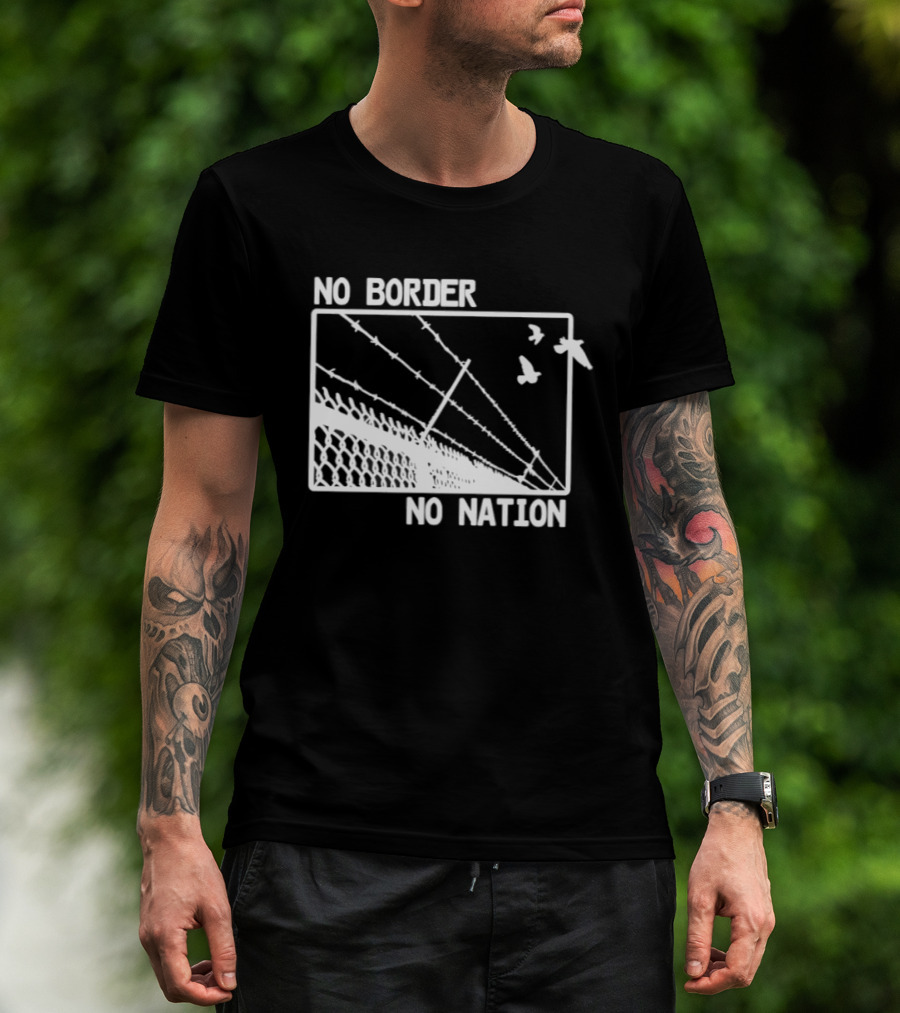 No Border No Nation Barbed Wire Birds Freedom T-Shirt