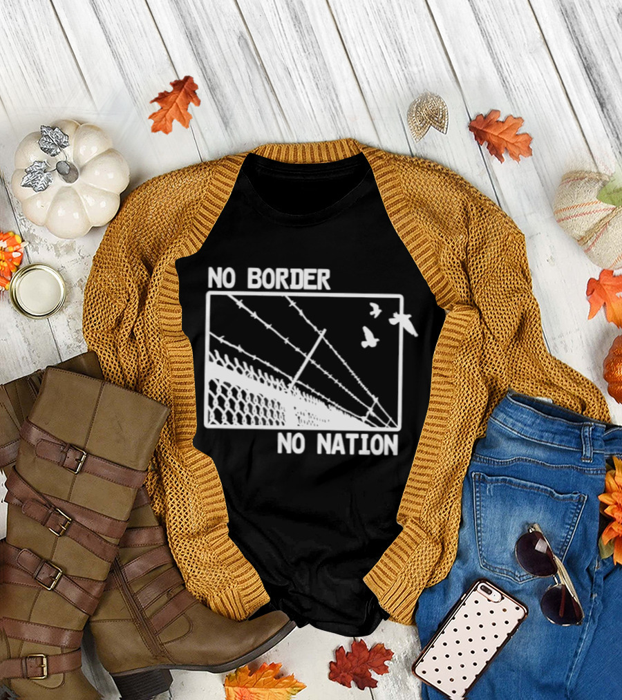 No Border No Nation Barbed Wire Birds Freedom T-Shirt