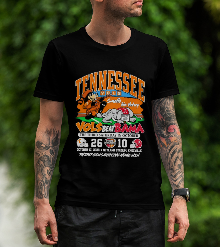 Tennessee Vols Beat Bama 26 10 Smells Like Victory October 17 Neyland Stadium T-Shirt