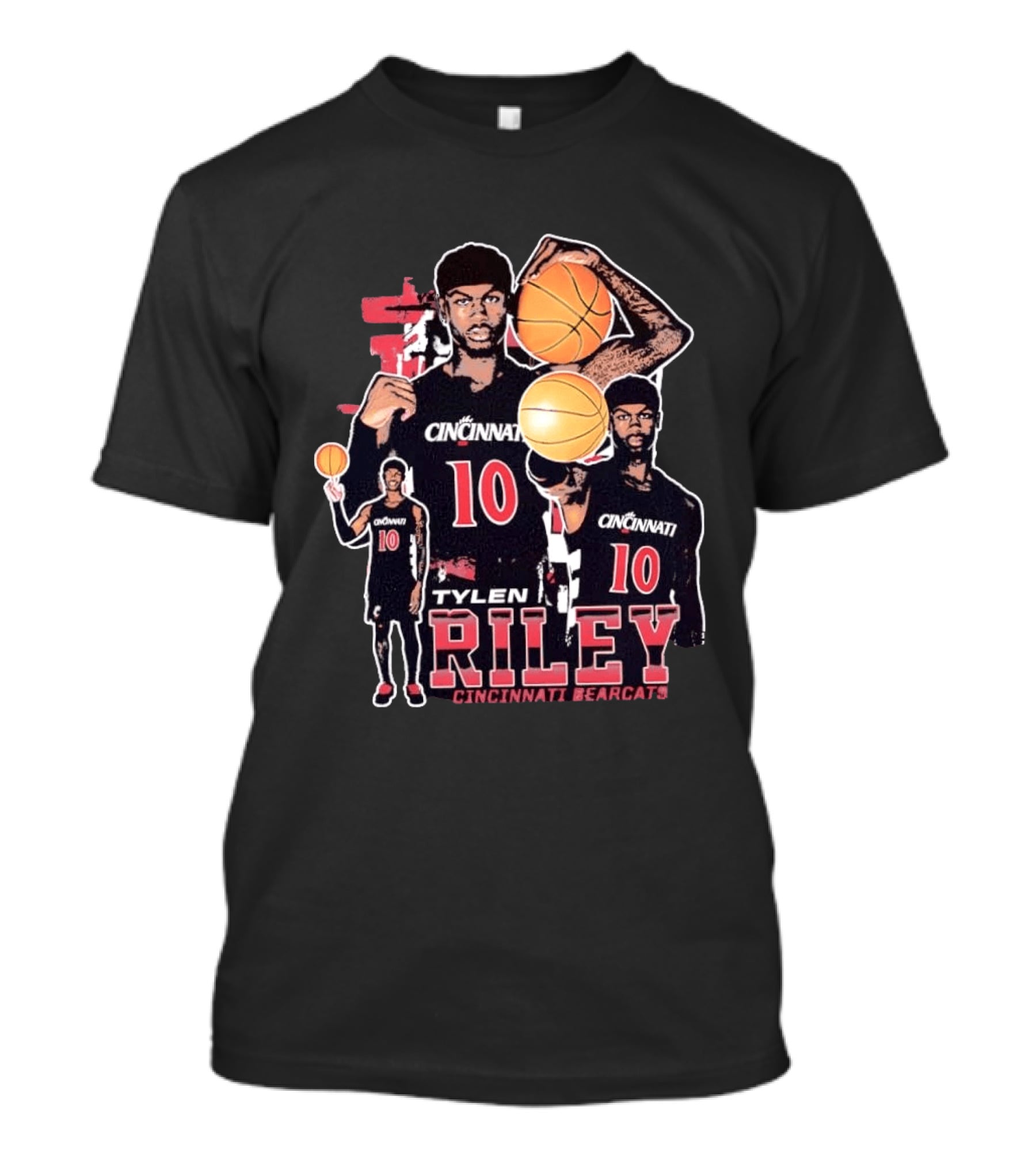 Tylen Riley No 10 Cincinnati Bearcats Basketball T-Shirt