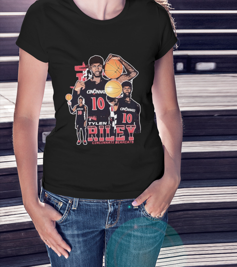 Tylen Riley No 10 Cincinnati Bearcats Basketball T-Shirt