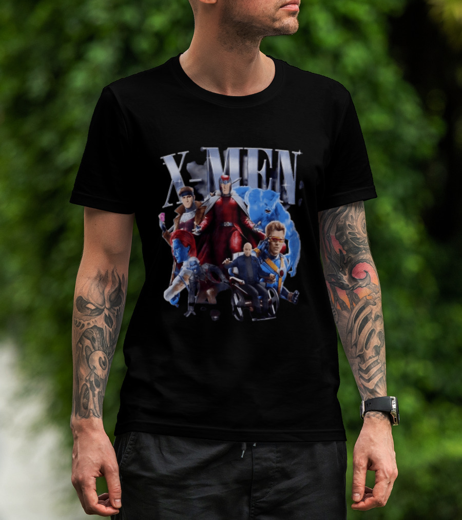 X Men Superheroes Group In Action Poses Magneto Professor X Cyclops Beast Mystique T-Shirt