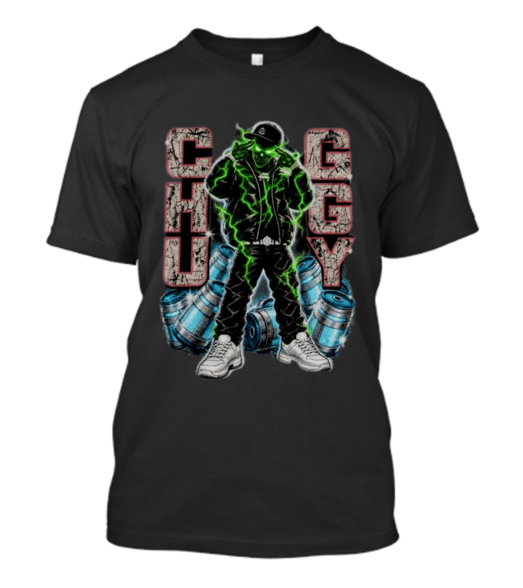 CHUGGY Yeat Store Green Skull Neon City Vibes T-Shirt