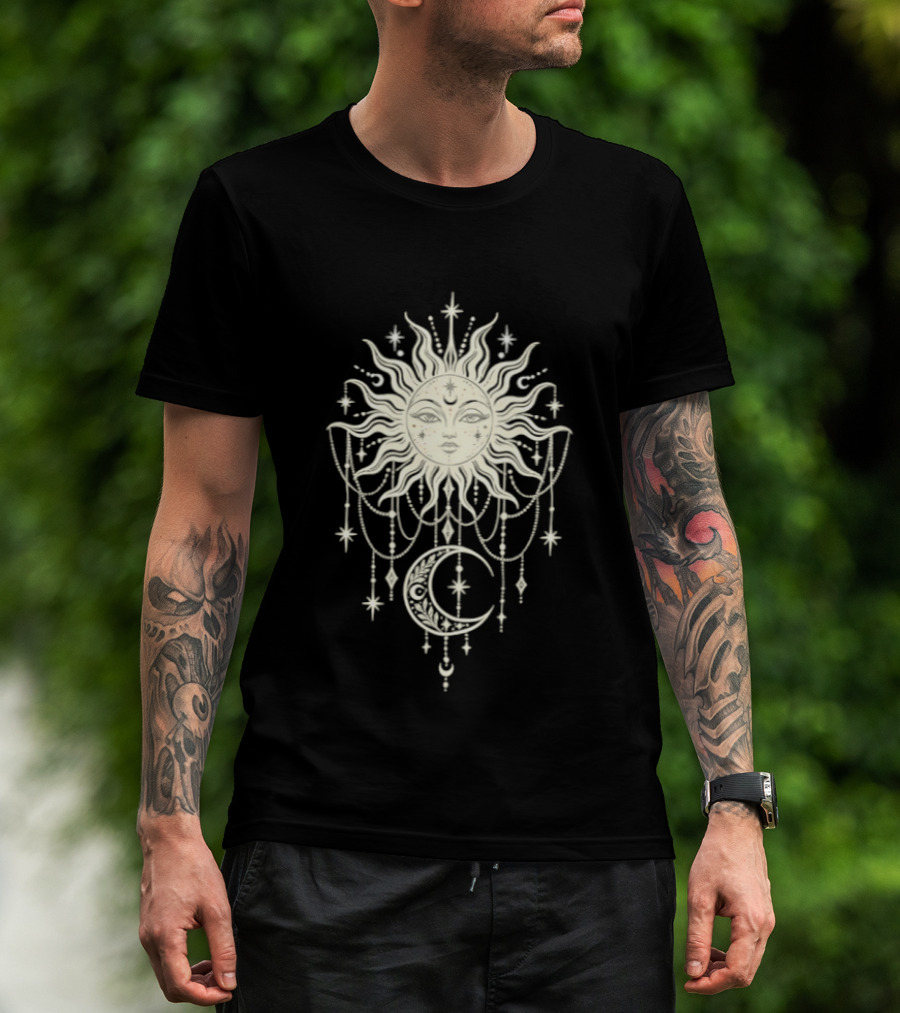 Sun And Moon Celestial Mandala Boho Aesthetic T-Shirt