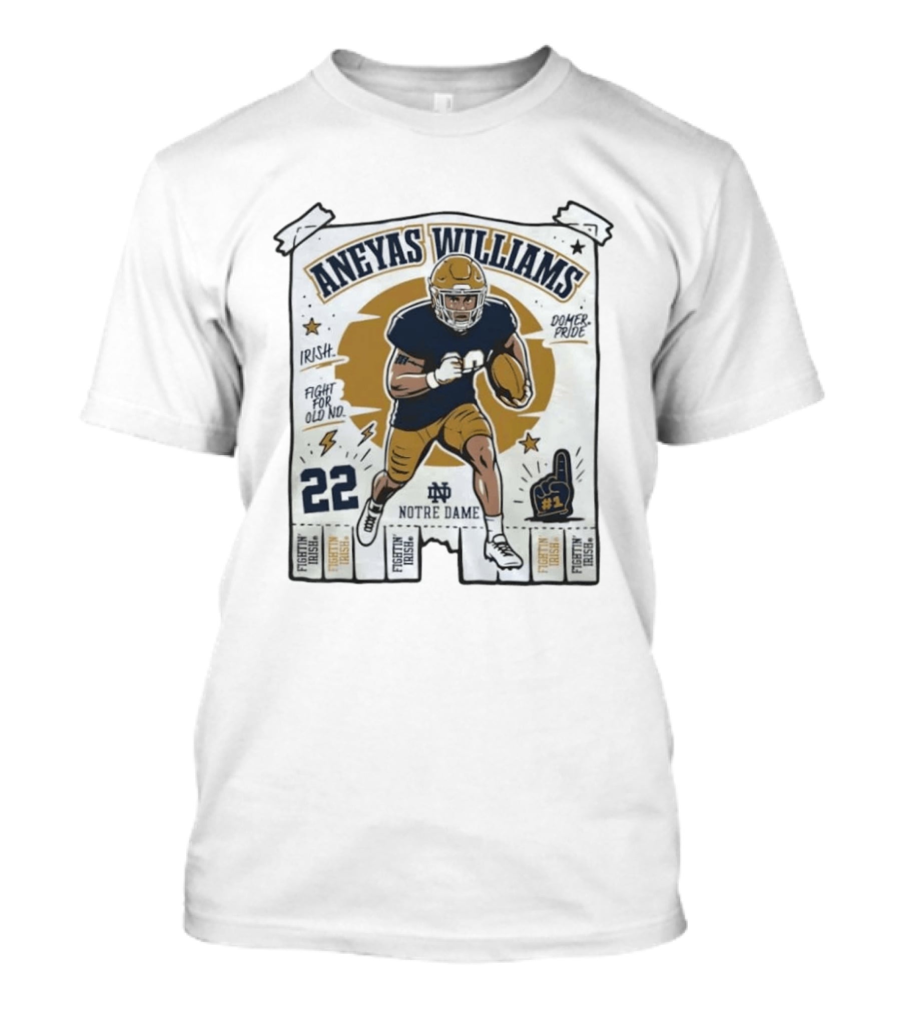 Aneyas Williams 22 Notre Dame Fighting Irish Football Irish Domer Pride T-Shirt