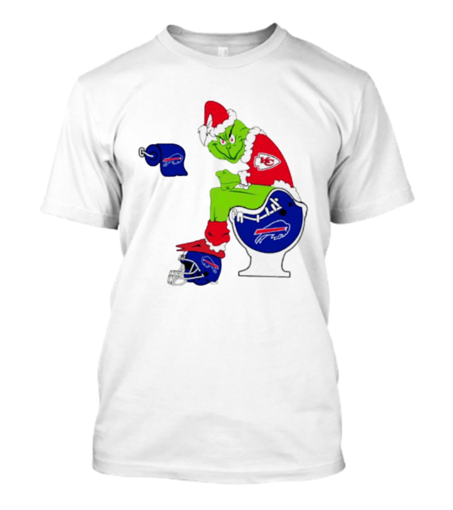 Kansas City Chiefs Grinch Sitting On Buffalo Bills Toilet Football T-Shirt