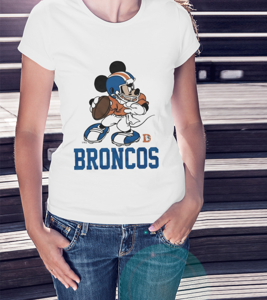Mickey Mouse Denver Broncos Quarterback Broncos D Football T-Shirt