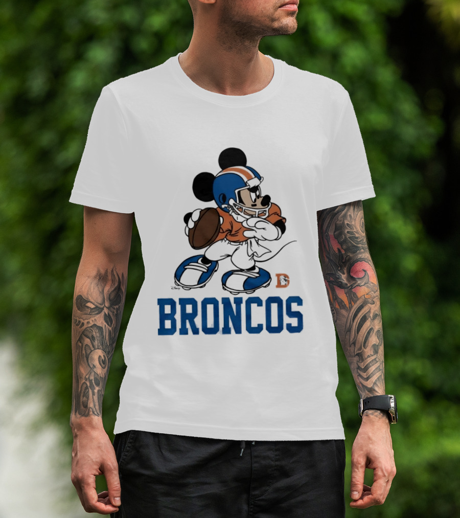 Mickey Mouse Denver Broncos Quarterback Broncos D Football T-Shirt