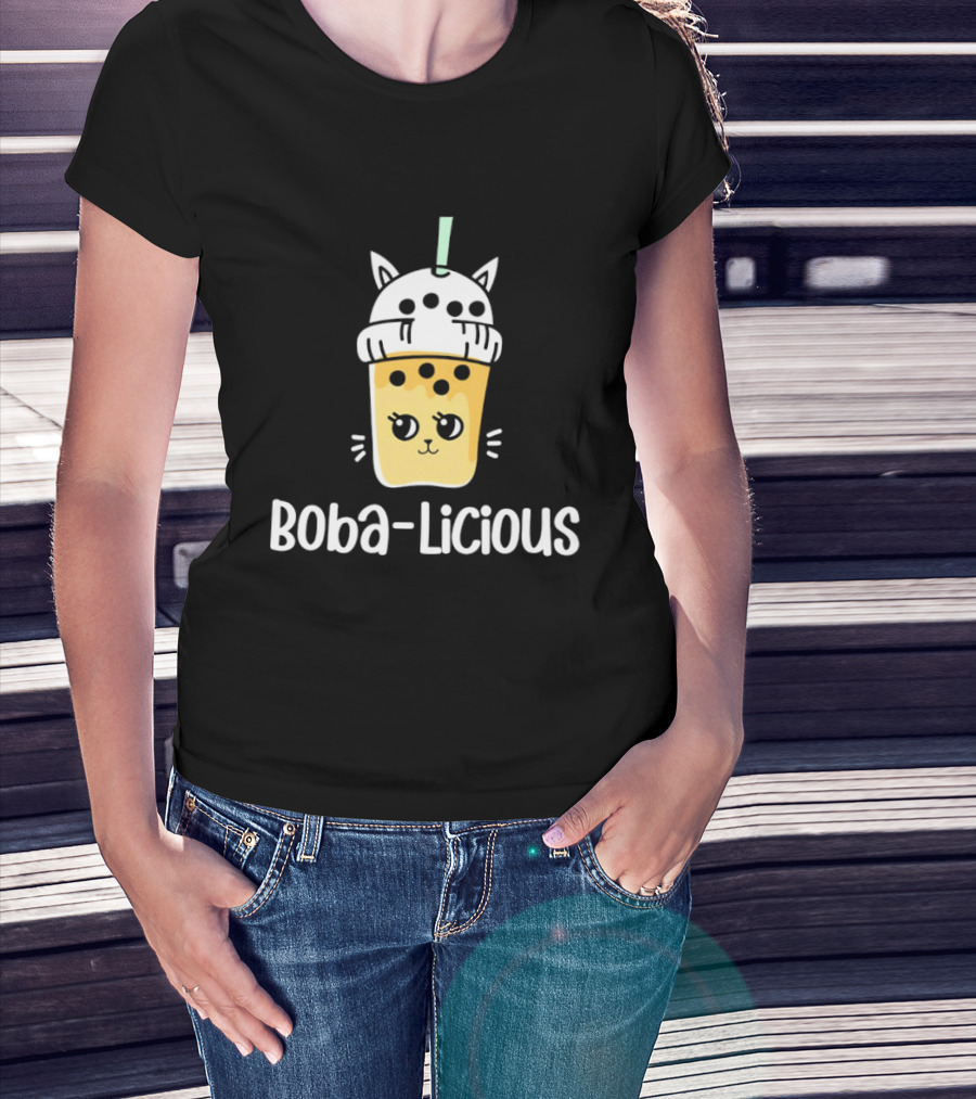 Boba Licious Cute Cat Milk Tea Kawaii Bubble Tea Drink T-Shirt