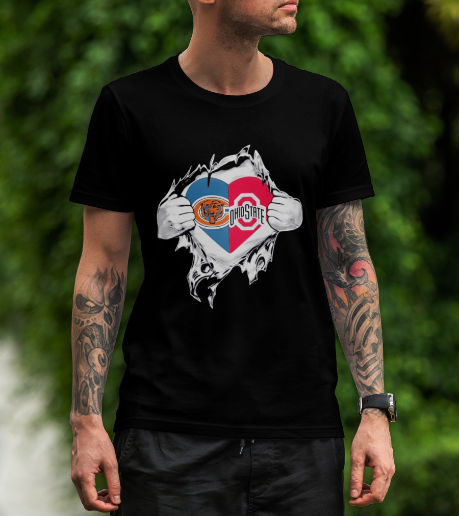 Heart Shaped Chicago Bears Ohio State Mashup T-Shirt