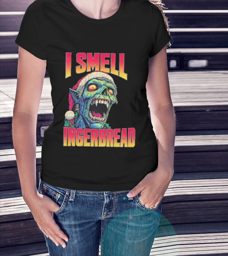 I Smell Gingerbread Christmas Zombie Santa T-Shirt