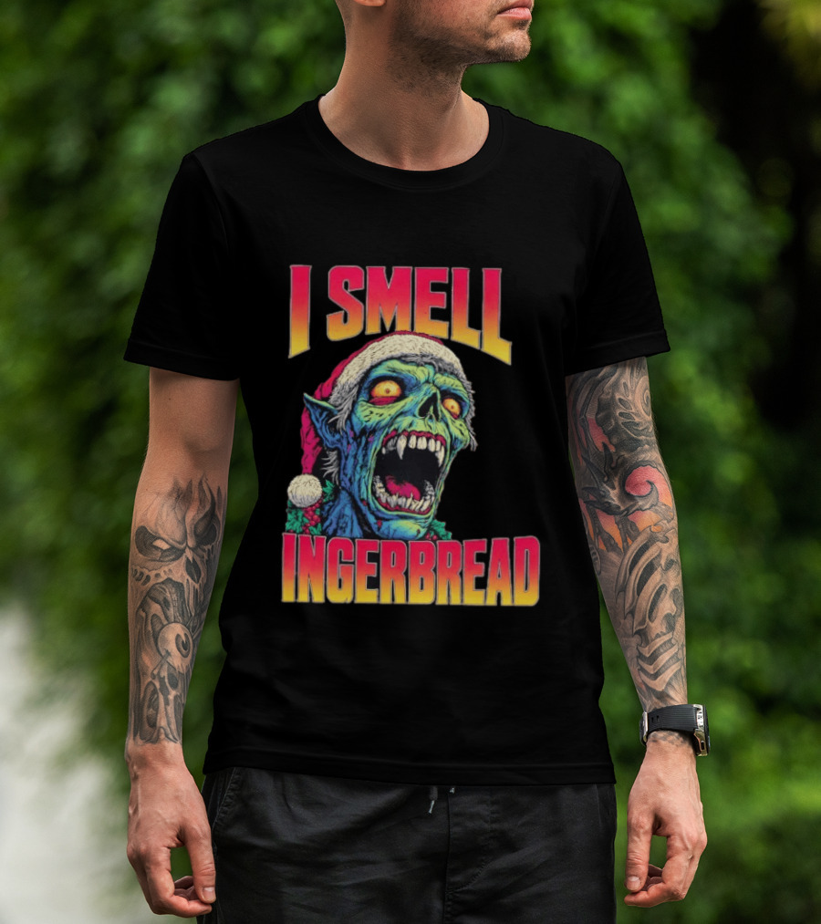 I Smell Gingerbread Christmas Zombie Santa T-Shirt