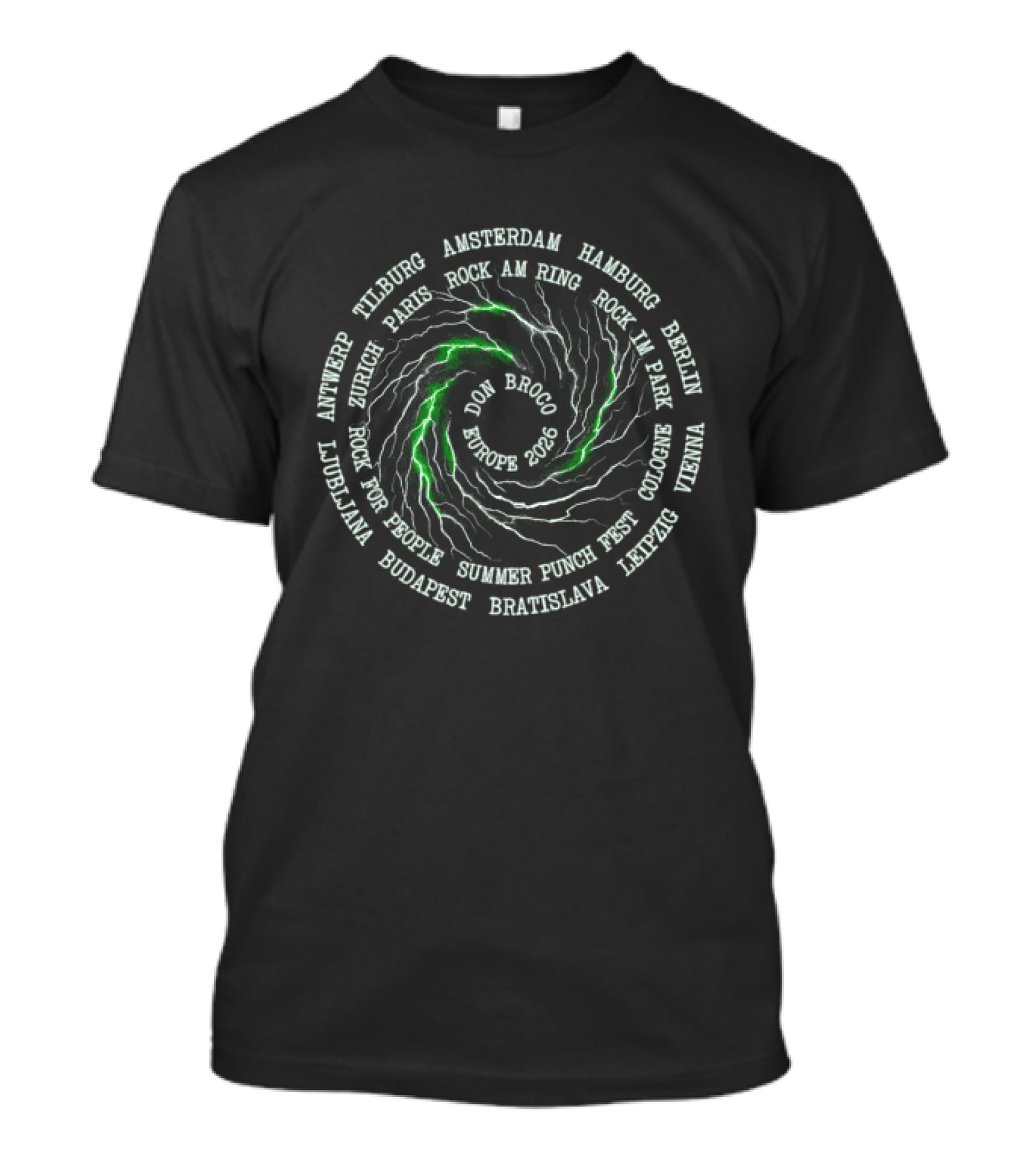 Don Broco Skeleton Vortex Tour Cities Black T-Shirt