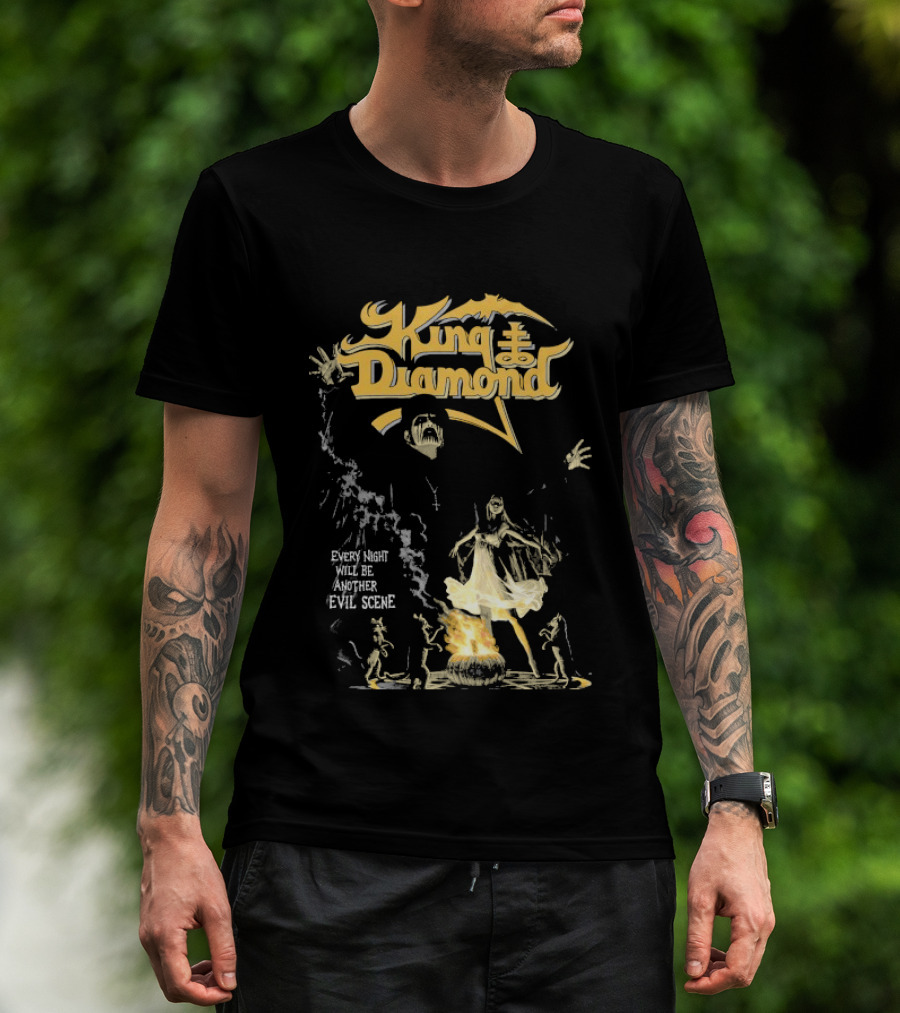 King Diamond Every Night Will Be Another Evil Scene Halloween Bat Cross Skeleton T-Shirt