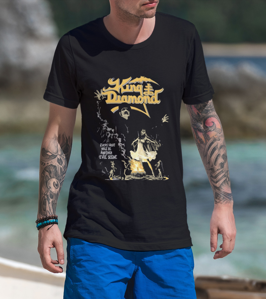 King Diamond Every Night Will Be Another Evil Scene Halloween Bat Cross Skeleton T-Shirt