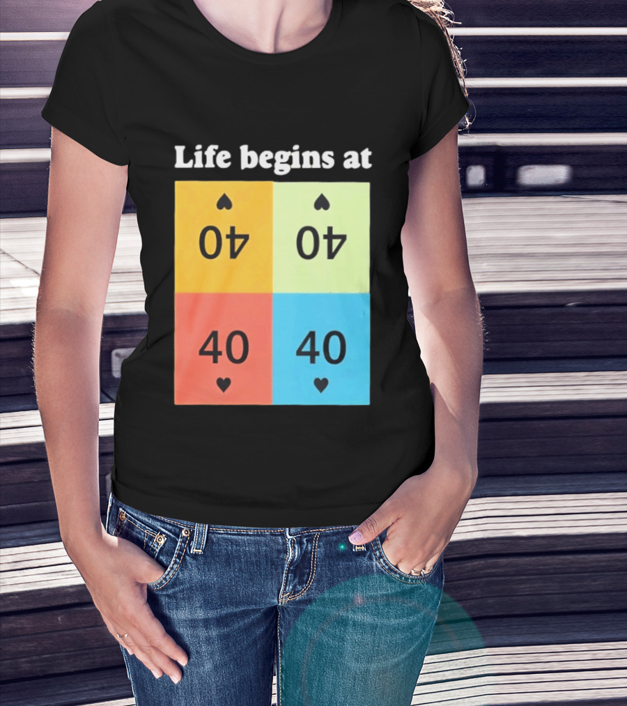 Life Begins At 40 Colorful Spade Cards T-Shirt