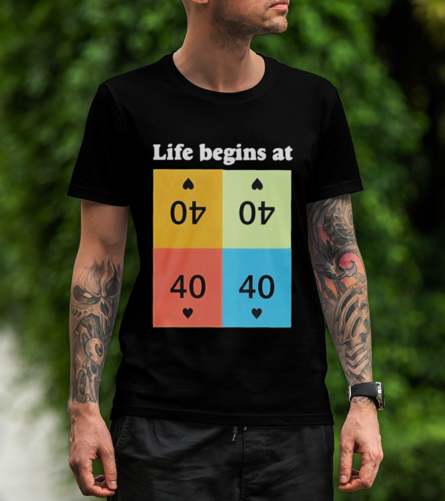 Life Begins At 40 Colorful Spade Cards T-Shirt