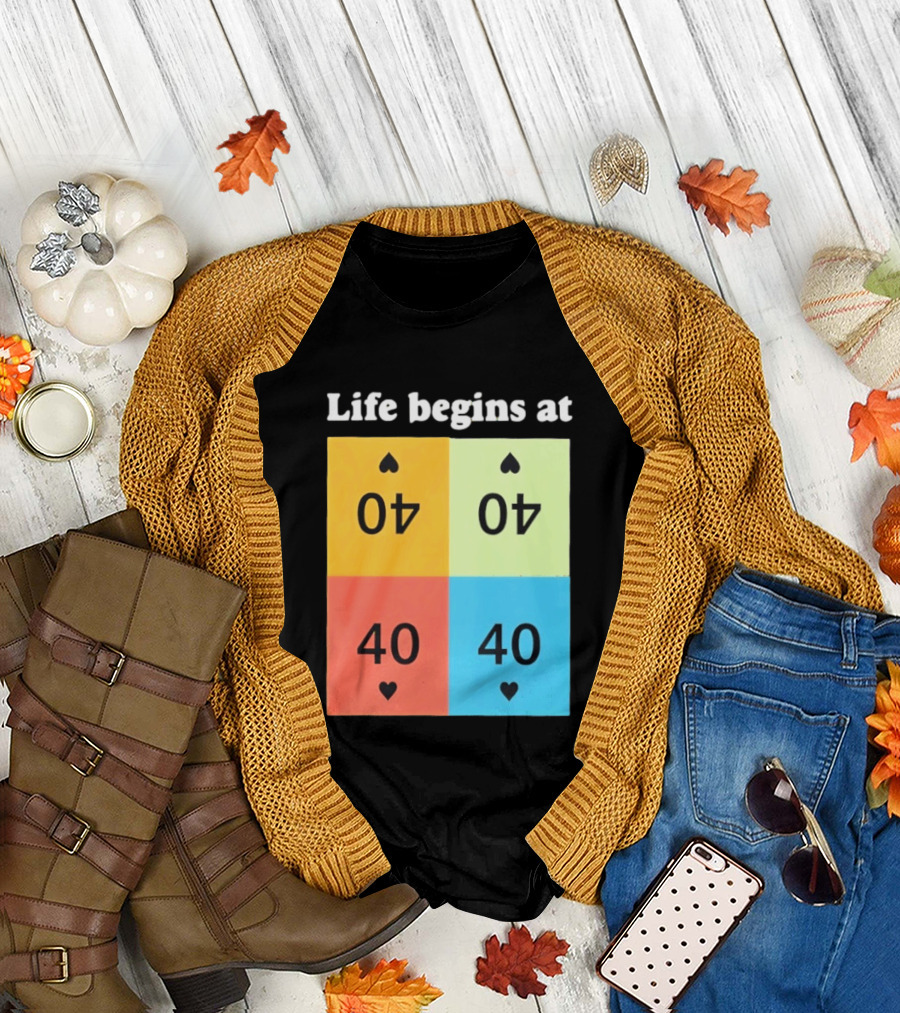 Life Begins At 40 Colorful Spade Cards T-Shirt