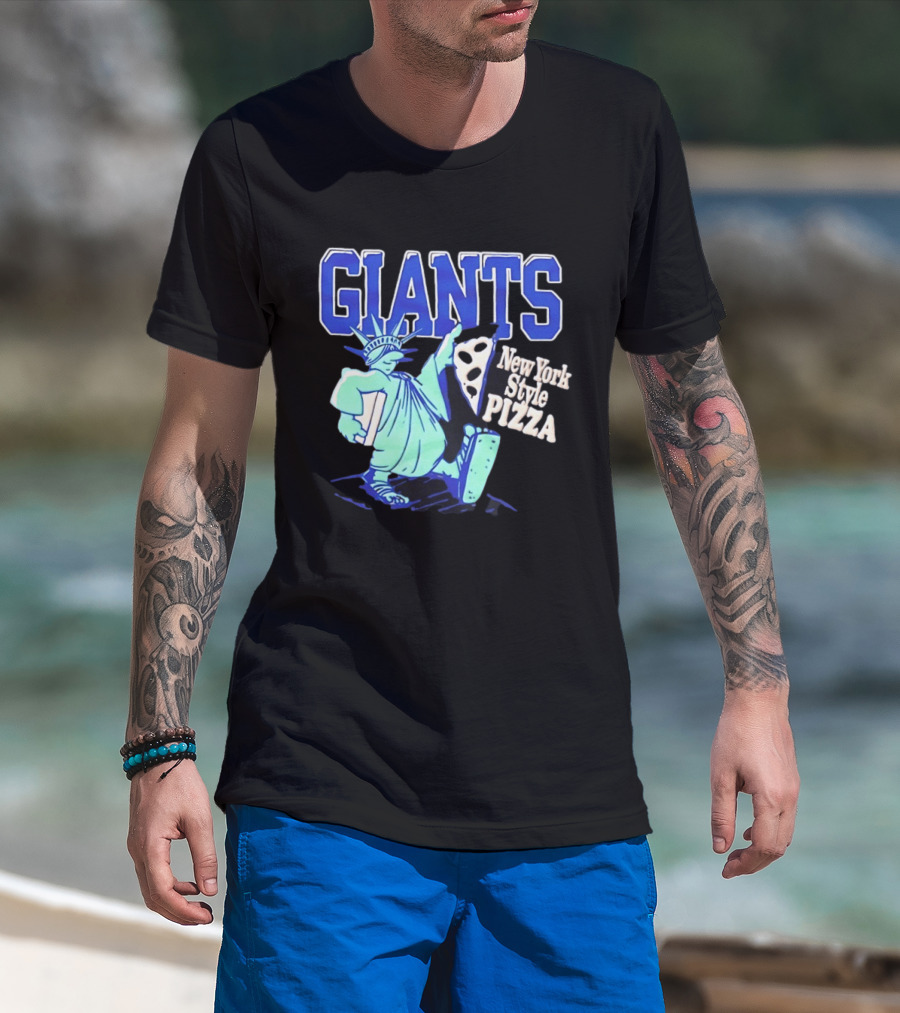 New York Giants Statue Of Liberty New York Style Pizza T-Shirt